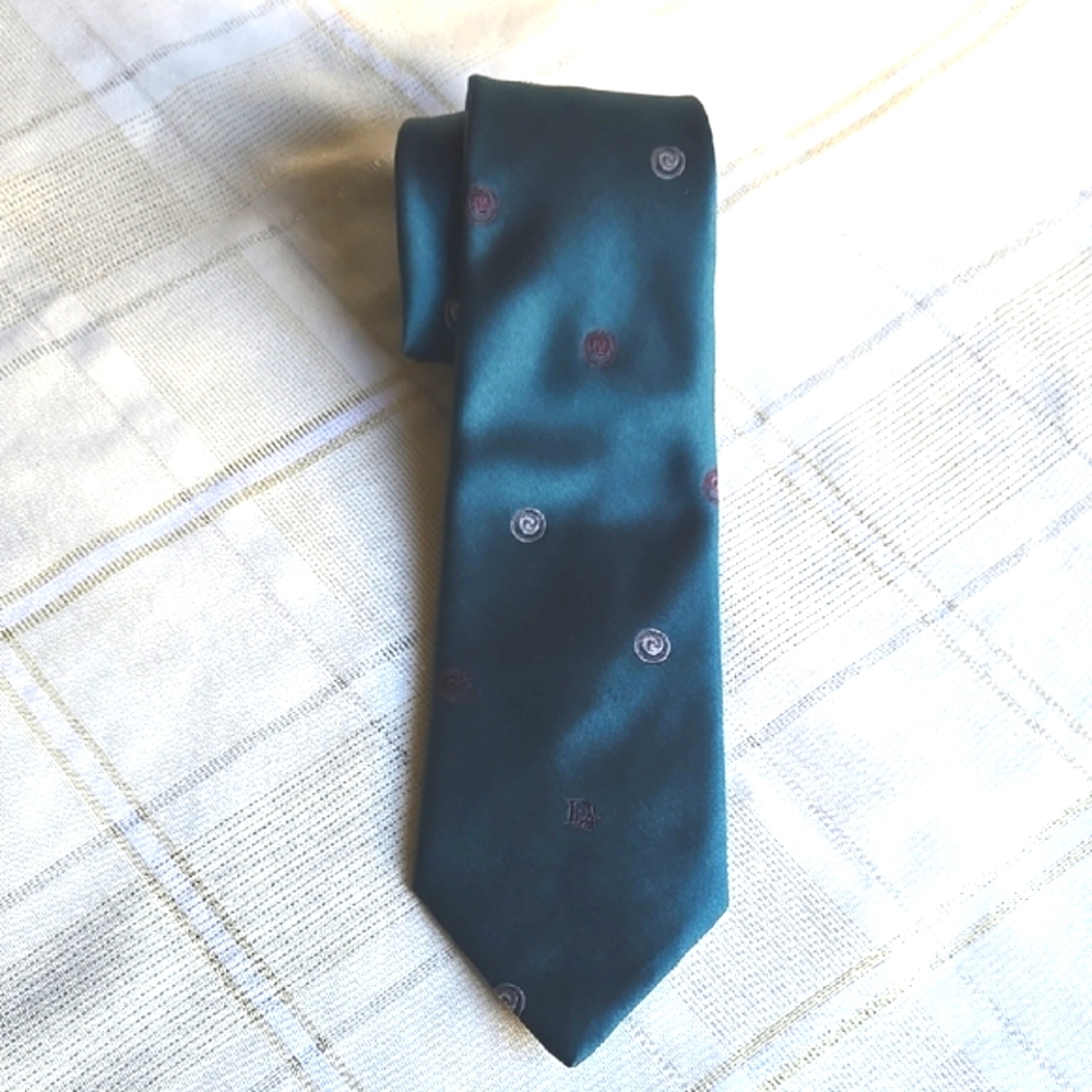 Christian Dior Teal Swirl Patterned Tie